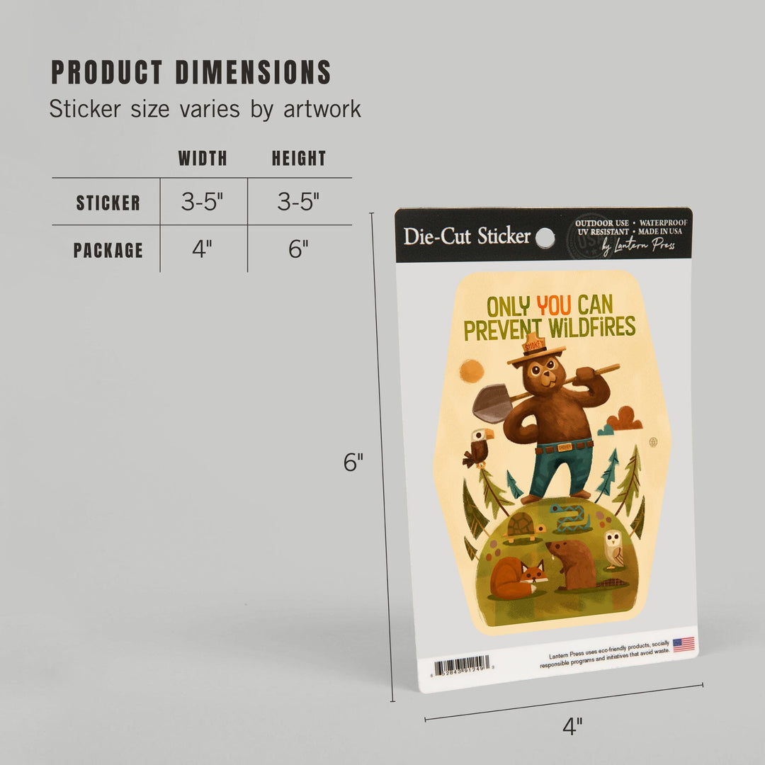 Smokey Bear and Friends, Contour, Vinyl Sticker Sticker Lantern Press