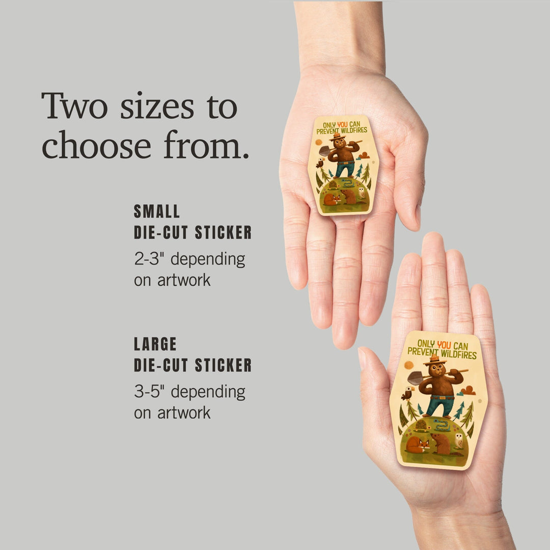 Smokey Bear and Friends, Contour, Vinyl Sticker Sticker Lantern Press
