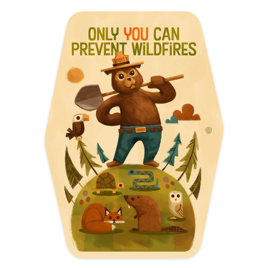 Smokey Bear and Friends, Contour, Vinyl Sticker Sticker Lantern Press