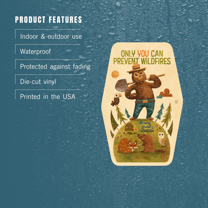 Smokey Bear and Friends, Contour, Vinyl Sticker Sticker Lantern Press