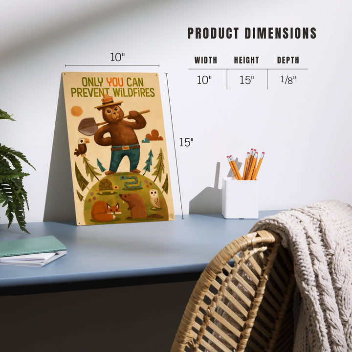 Smokey Bear and Friends, Lantern Press Artwork, Wood Signs and Postcards Wood Lantern Press
