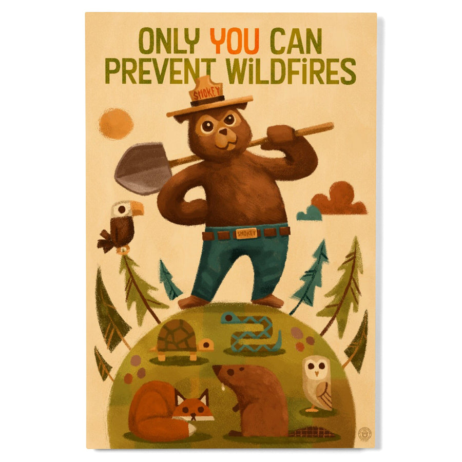Smokey Bear and Friends, Lantern Press Artwork, Wood Signs and Postcards Wood Lantern Press