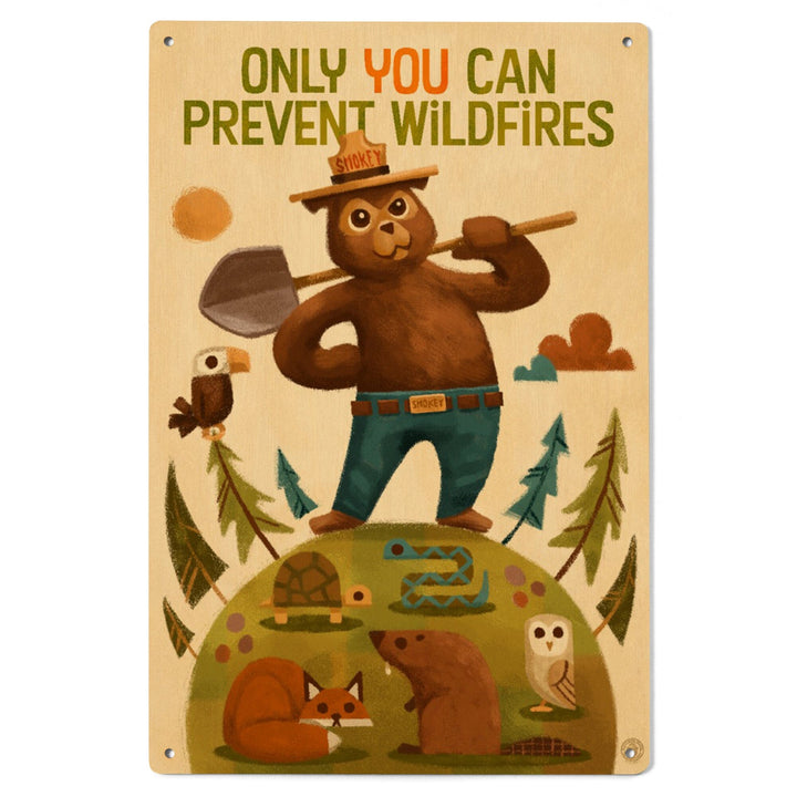 Smokey Bear and Friends, Lantern Press Artwork, Wood Signs and Postcards Wood Lantern Press