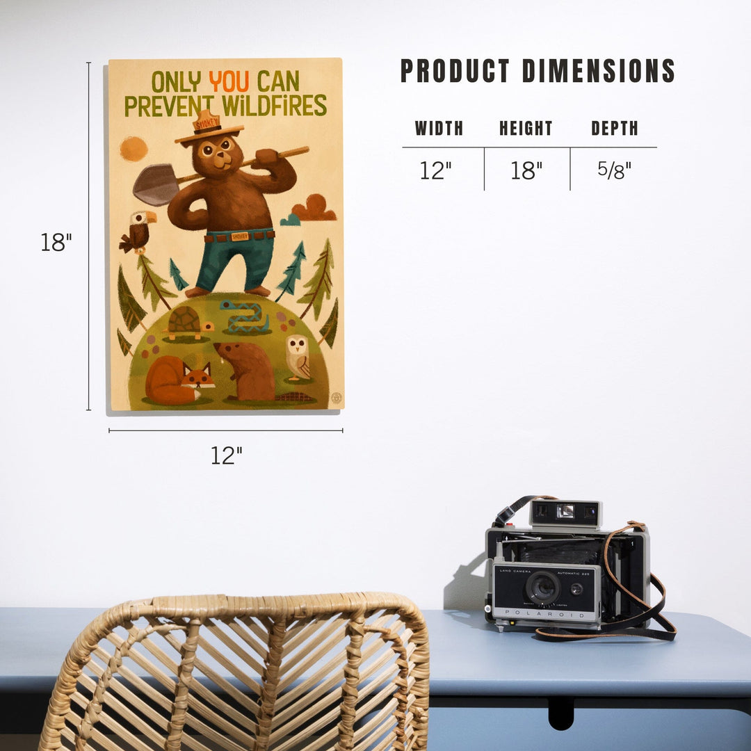 Smokey Bear and Friends, Lantern Press Artwork, Wood Signs and Postcards Wood Lantern Press