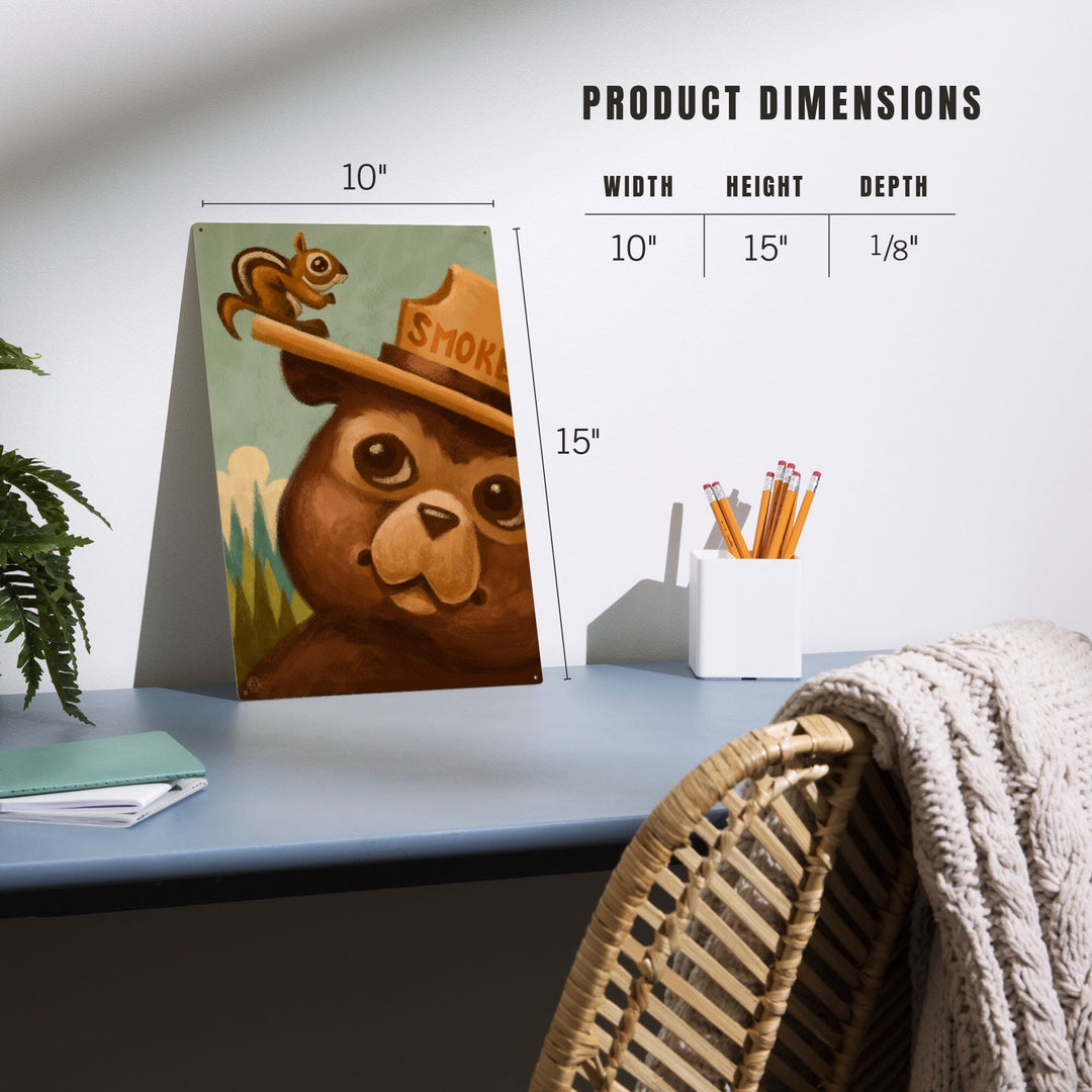 Smokey Bear and Squirrel, Lantern Press Artwork, Wood Signs and Postcards Wood Lantern Press