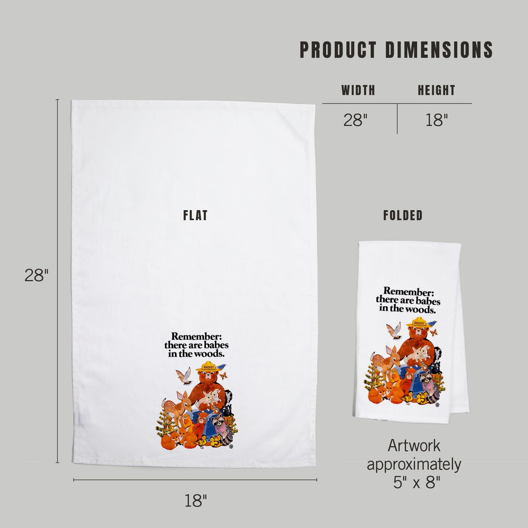 Smokey Bear, Babes in the Woods, Vintage Poster, Organic Cotton Kitchen Tea Towels Kitchen Lantern Press