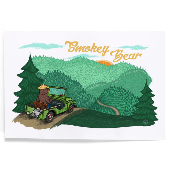 Smokey Bear Driving, Officially Licensed, Art & Giclee Prints Art Lantern Press