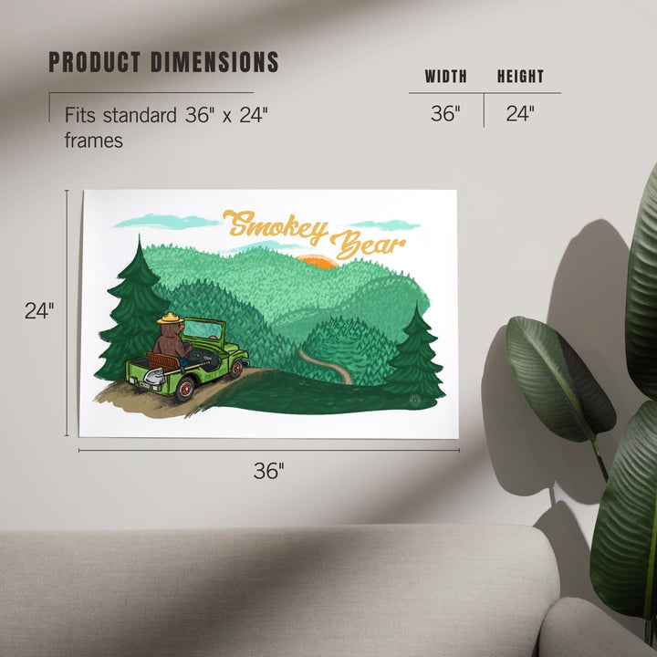 Smokey Bear Driving, Officially Licensed, Art & Giclee Prints Art Lantern Press