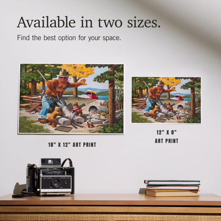 Smokey Bear, Extinguishing Left Campfire, Officially Licensed Vintage Poster, Art & Giclee Prints Art Lantern Press