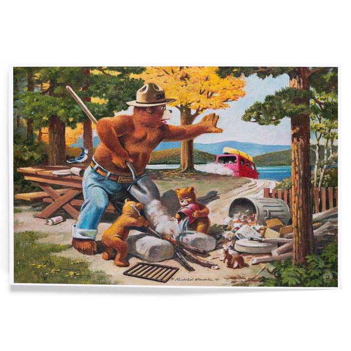 Smokey Bear, Extinguishing Left Campfire, Officially Licensed Vintage Poster, Art & Giclee Prints Art Lantern Press