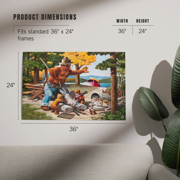 Smokey Bear, Extinguishing Left Campfire, Officially Licensed Vintage Poster, Art & Giclee Prints Art Lantern Press