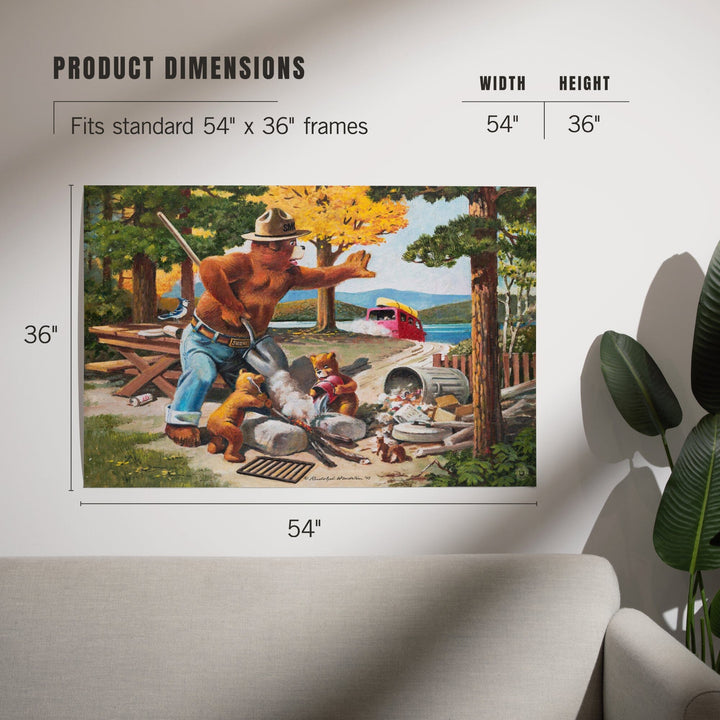 Smokey Bear, Extinguishing Left Campfire, Officially Licensed Vintage Poster, Art & Giclee Prints Art Lantern Press