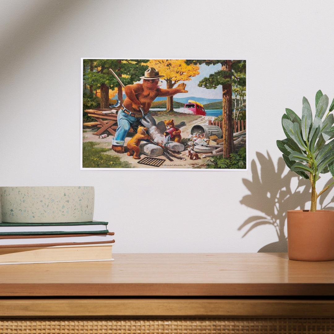 Smokey Bear, Extinguishing Left Campfire, Officially Licensed Vintage Poster, Art & Giclee Prints Art Lantern Press