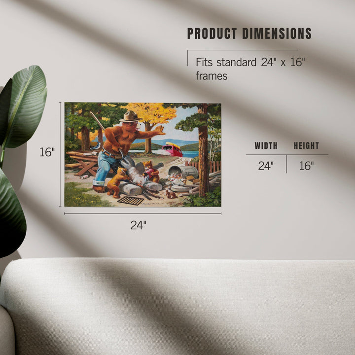 Smokey Bear, Extinguishing Left Campfire, Officially Licensed Vintage Poster, Art & Giclee Prints Art Lantern Press