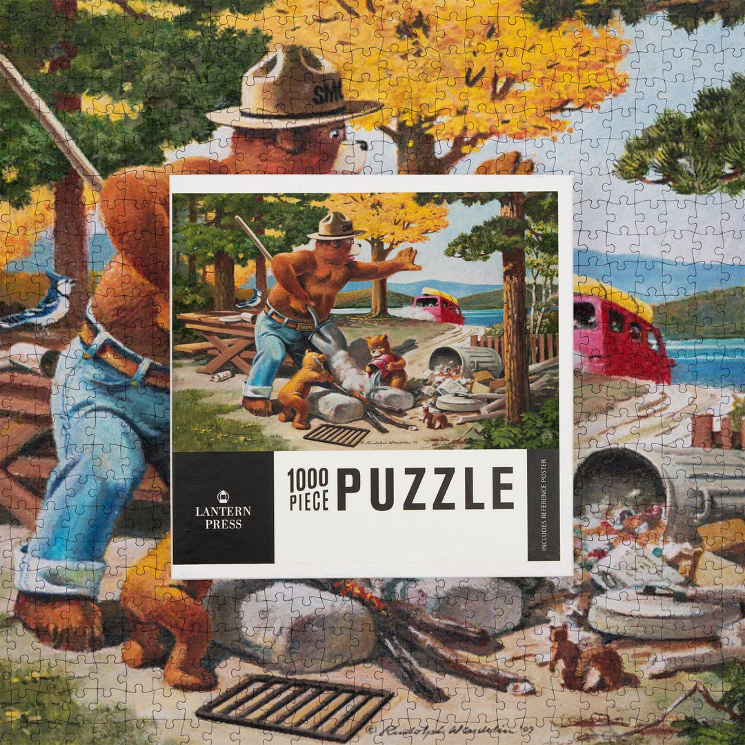 Smokey Bear, Extinguishing Left Campfire, Officially Licensed Vintage Poster, Jigsaw Puzzle Puzzle Lantern Press