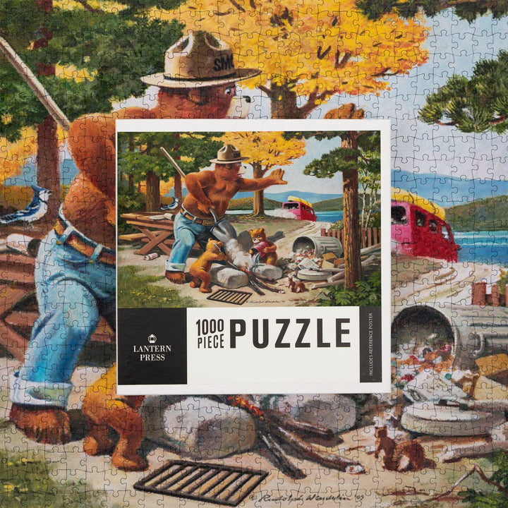 Smokey Bear, Extinguishing Left Campfire, Officially Licensed Vintage Poster, Jigsaw Puzzle Puzzle Lantern Press