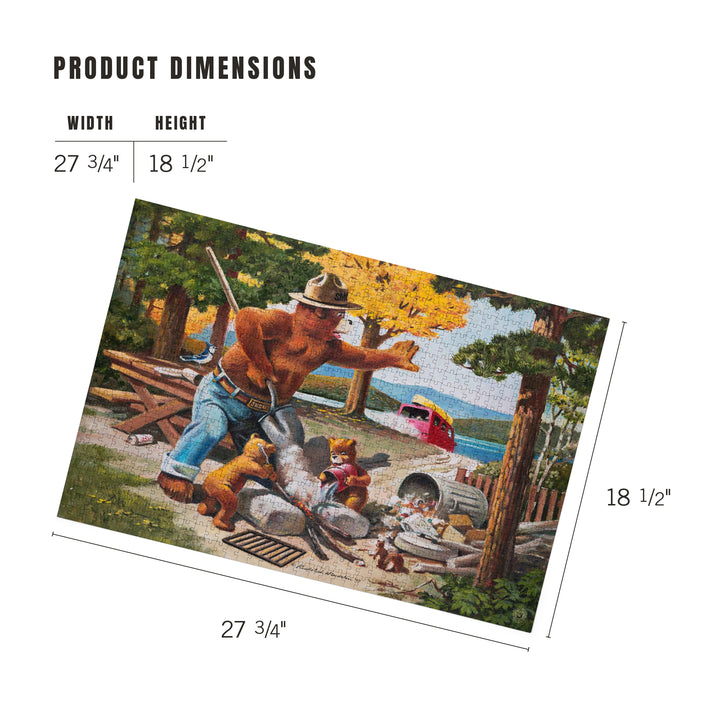 Smokey Bear, Extinguishing Left Campfire, Officially Licensed Vintage Poster, Jigsaw Puzzle Puzzle Lantern Press