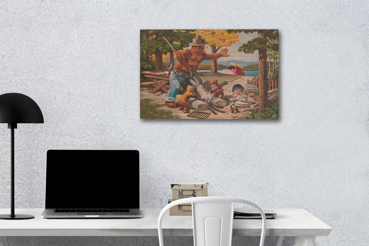 Smokey Bear, Extinguishing Left Campfire, Vintage Poster, Wood Signs and Postcards Wood Lantern Press 12 x 18 Wood Gallery Print