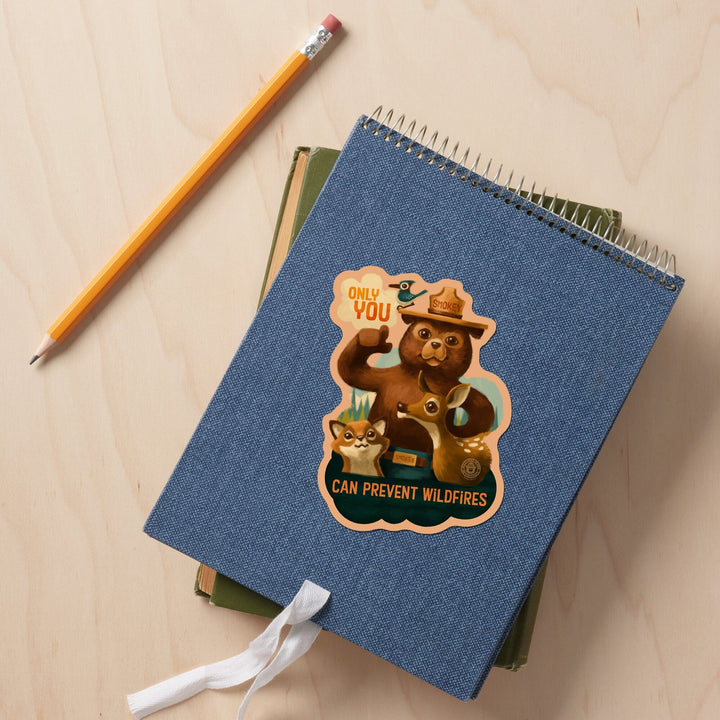 Smokey Bear & Friends, Only You, Contour, Lantern Press Artwork, Vinyl Sticker Sticker Lantern Press