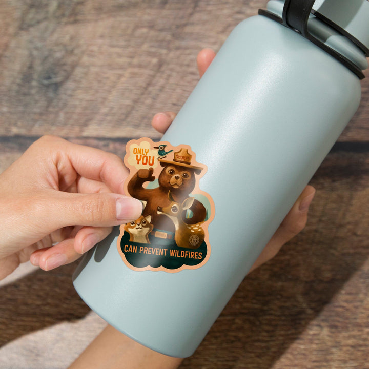 Smokey Bear & Friends, Only You, Contour, Lantern Press Artwork, Vinyl Sticker Sticker Lantern Press