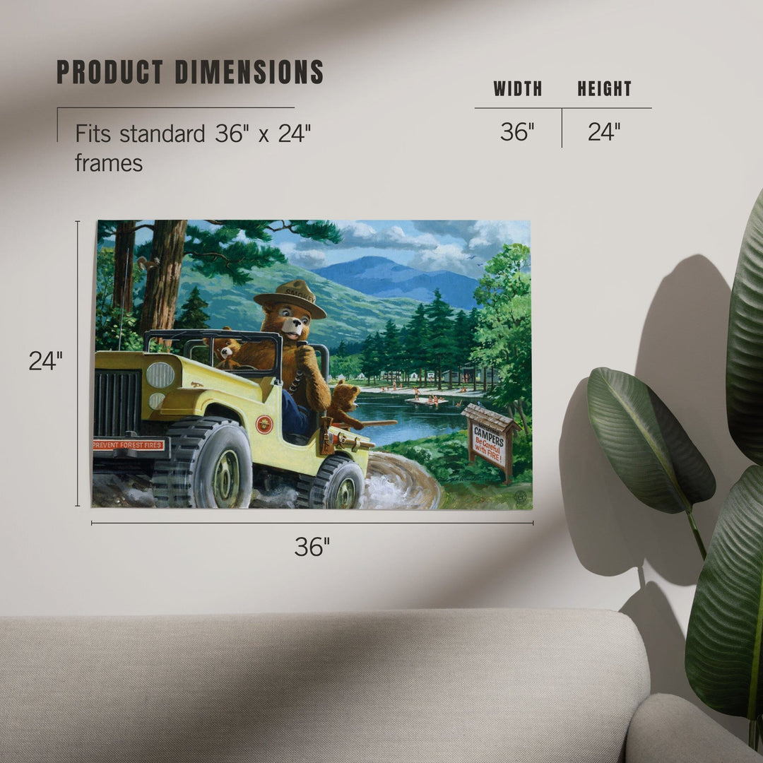 Smokey Bear, Leaving in SUV, Officially Licensed Vintage Poster, Art & Giclee Prints Art Lantern Press
