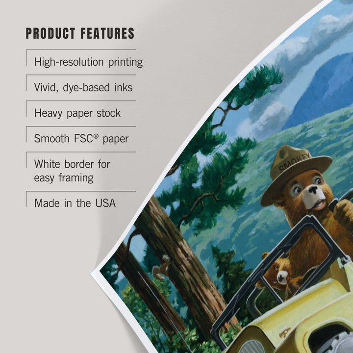 Smokey Bear, Leaving in SUV, Officially Licensed Vintage Poster, Art & Giclee Prints Art Lantern Press