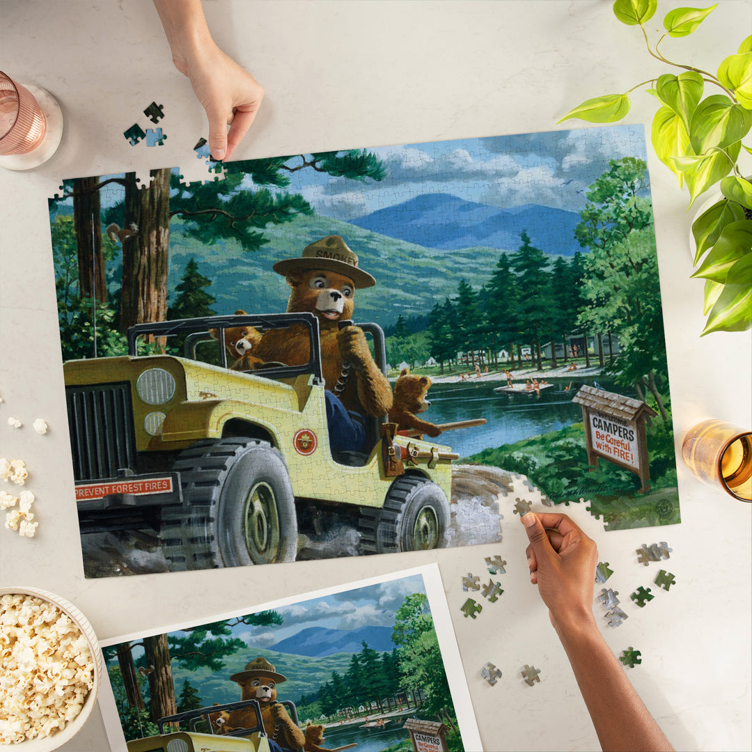 Smokey Bear, Leaving in SUV, Officially Licensed Vintage Poster, Jigsaw Puzzle Puzzle Lantern Press