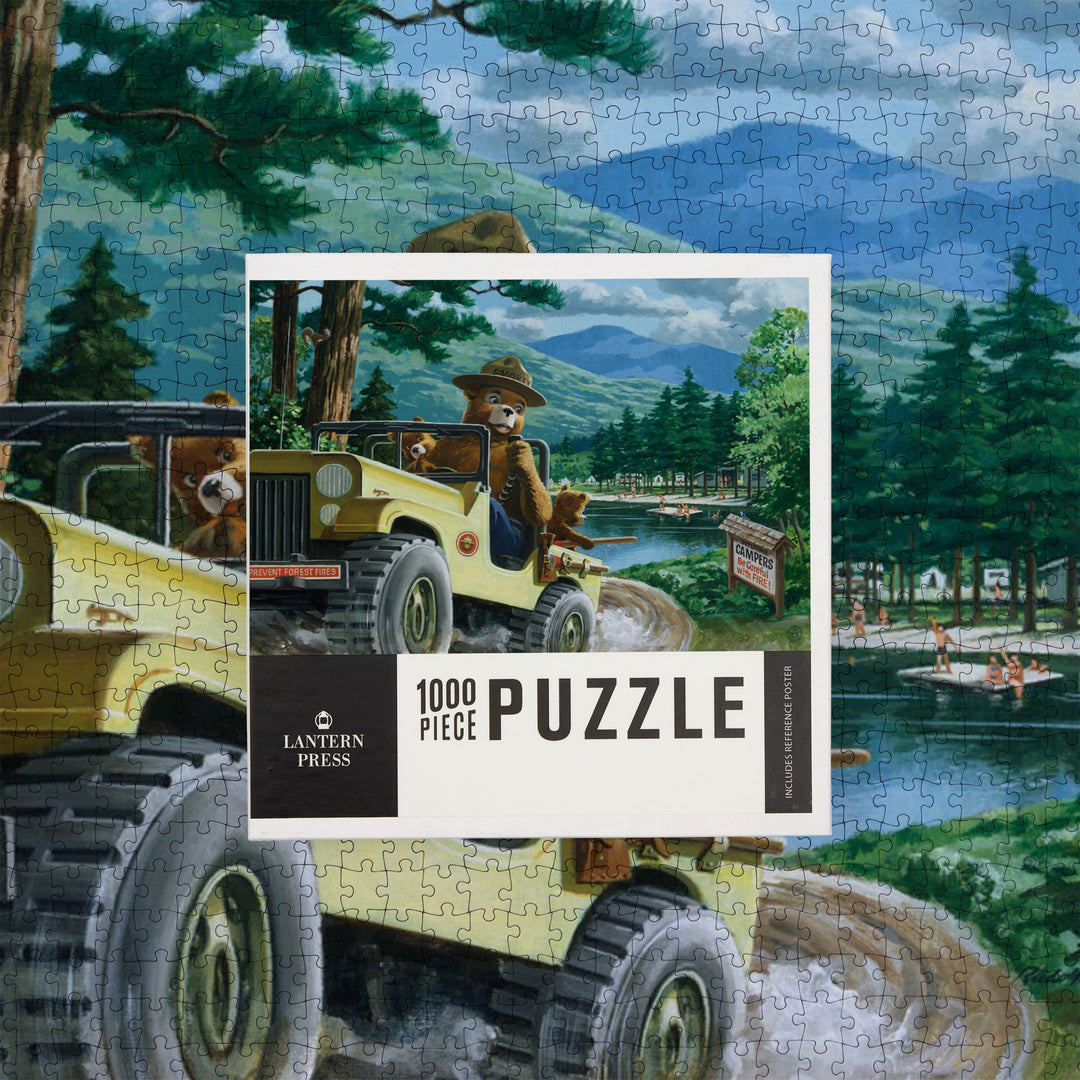 Smokey Bear, Leaving in SUV, Officially Licensed Vintage Poster, Jigsaw Puzzle Puzzle Lantern Press