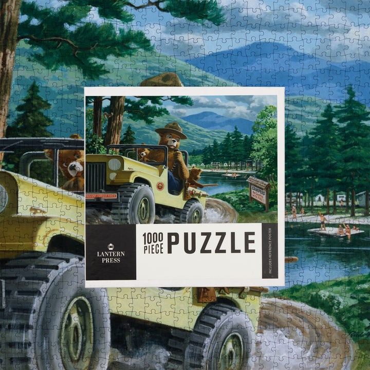 Smokey Bear, Leaving in SUV, Officially Licensed Vintage Poster, Jigsaw Puzzle Puzzle Lantern Press