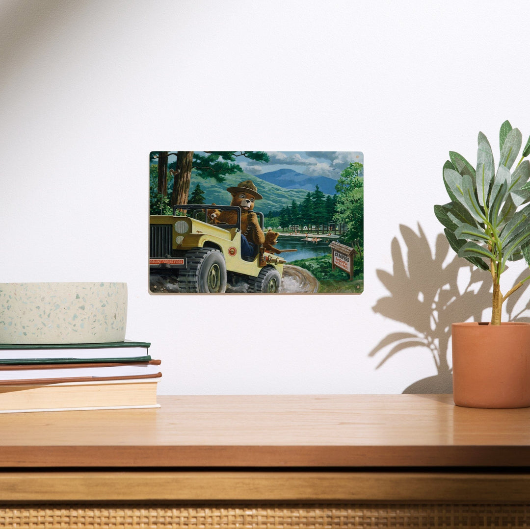 Smokey Bear, Leaving in SUV, Vintage Poster, Wood Signs and Postcards Wood Lantern Press