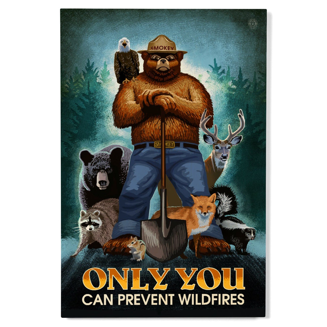 Smokey Bear, Only You Can Prevent Wildfires, Lantern Press Artwork, Wood Signs and Postcards Wood Lantern Press