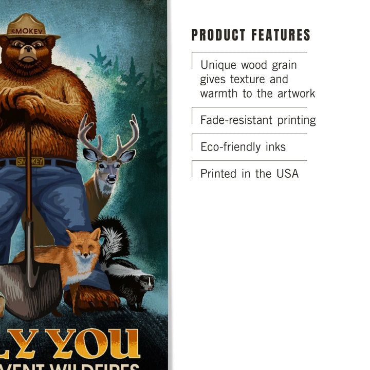 Smokey Bear, Only You Can Prevent Wildfires, Lantern Press Artwork, Wood Signs and Postcards Wood Lantern Press