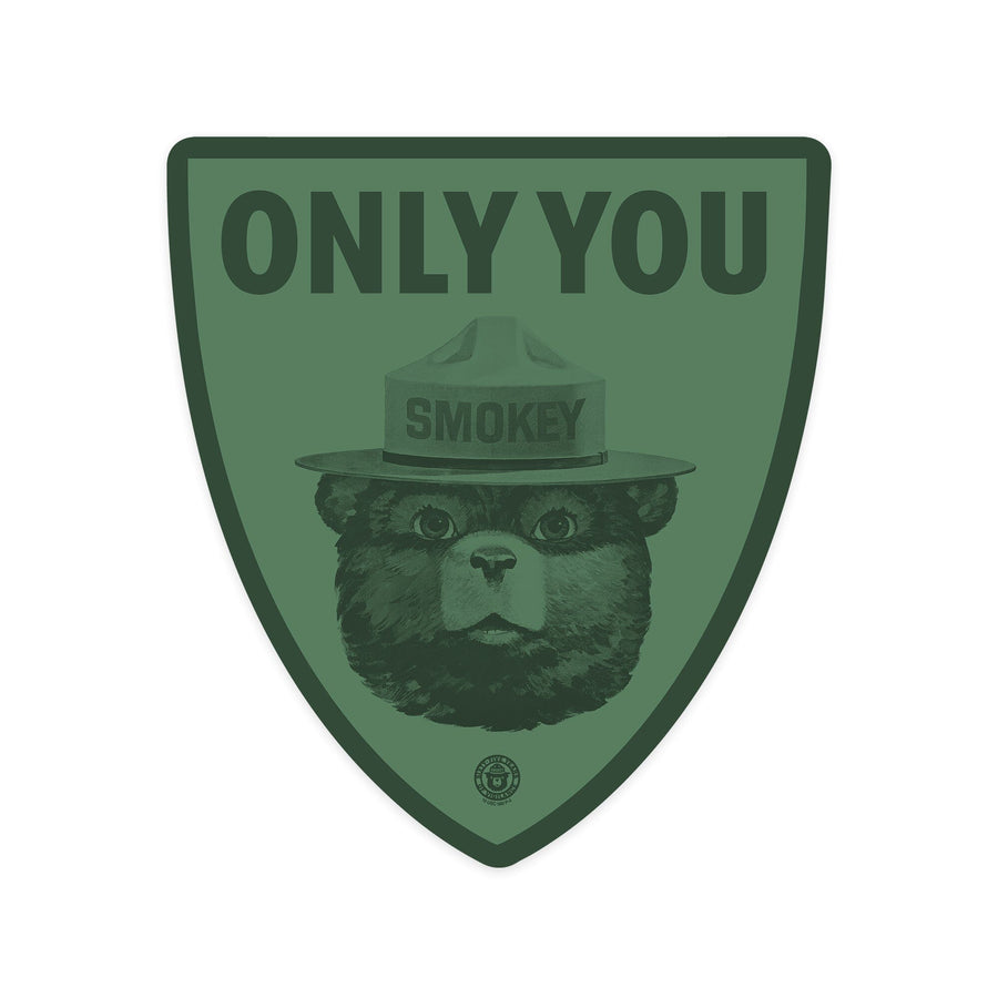 Smokey Bear, Only You, Duotone, Contour, Lantern Press Artwork, Vinyl Sticker Sticker Lantern Press