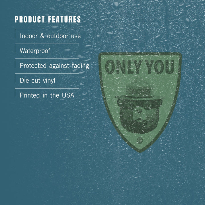 Smokey Bear, Only You, Duotone, Contour, Lantern Press Artwork, Vinyl Sticker Sticker Lantern Press