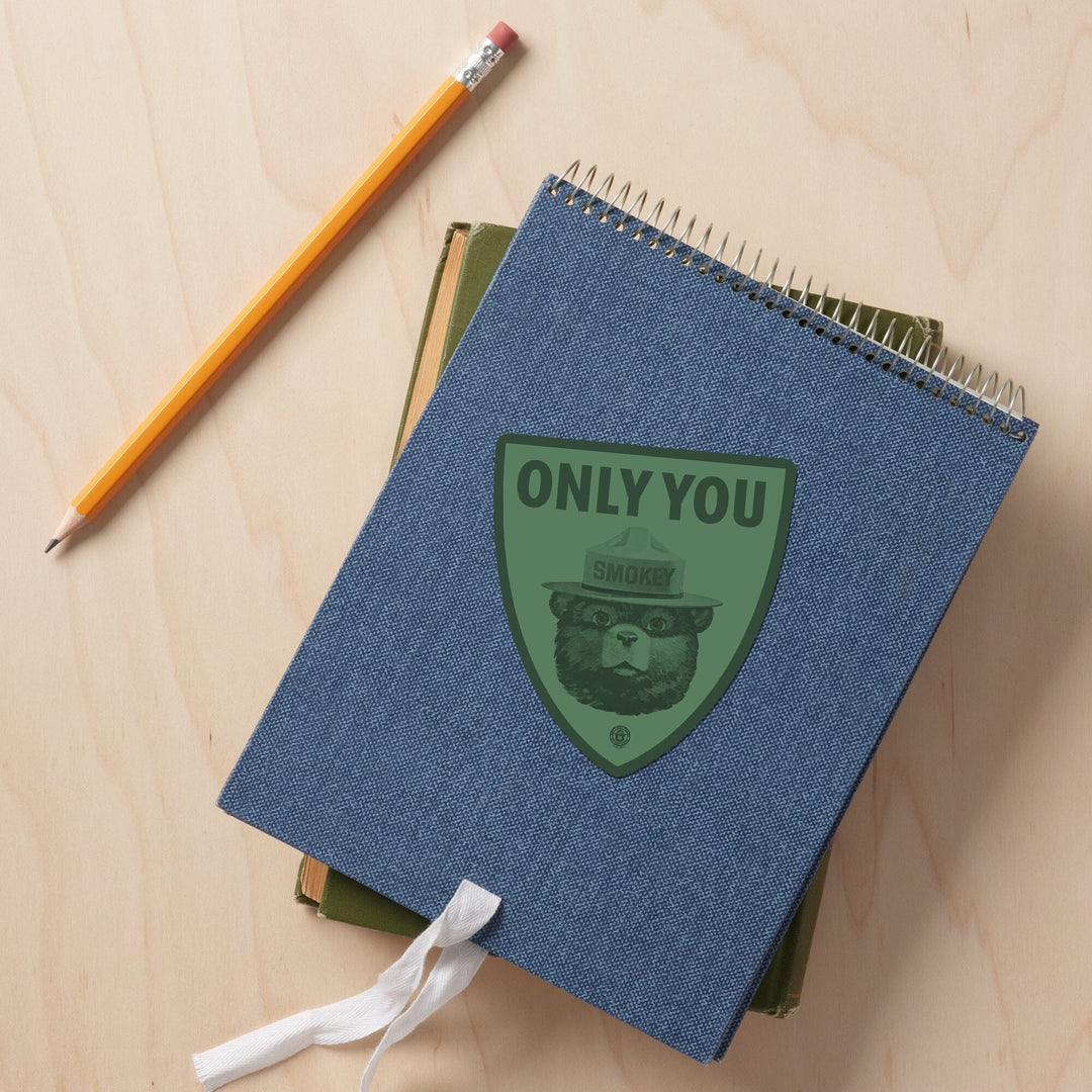 Smokey Bear, Only You, Duotone, Contour, Lantern Press Artwork, Vinyl Sticker Sticker Lantern Press