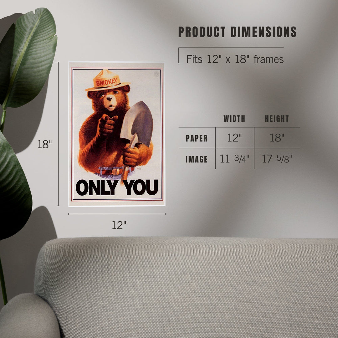 Smokey Bear, Only You, Officially Licensed Vintage Poster, Art & Giclee Prints Art Lantern Press
