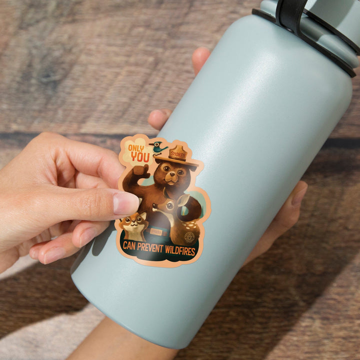 Smokey Bear, Only You, Oil Painting, Contour, Lantern Press Artwork, Vinyl Sticker Sticker Lantern Press