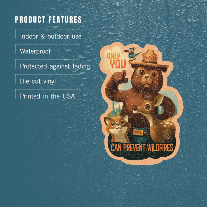 Smokey Bear, Only You, Oil Painting, Contour, Lantern Press Artwork, Vinyl Sticker Sticker Lantern Press