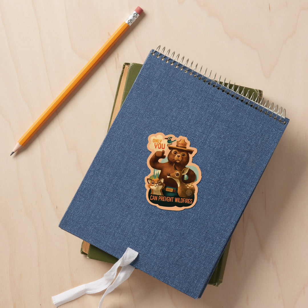 Smokey Bear, Only You, Oil Painting, Contour, Lantern Press Artwork, Vinyl Sticker Sticker Lantern Press