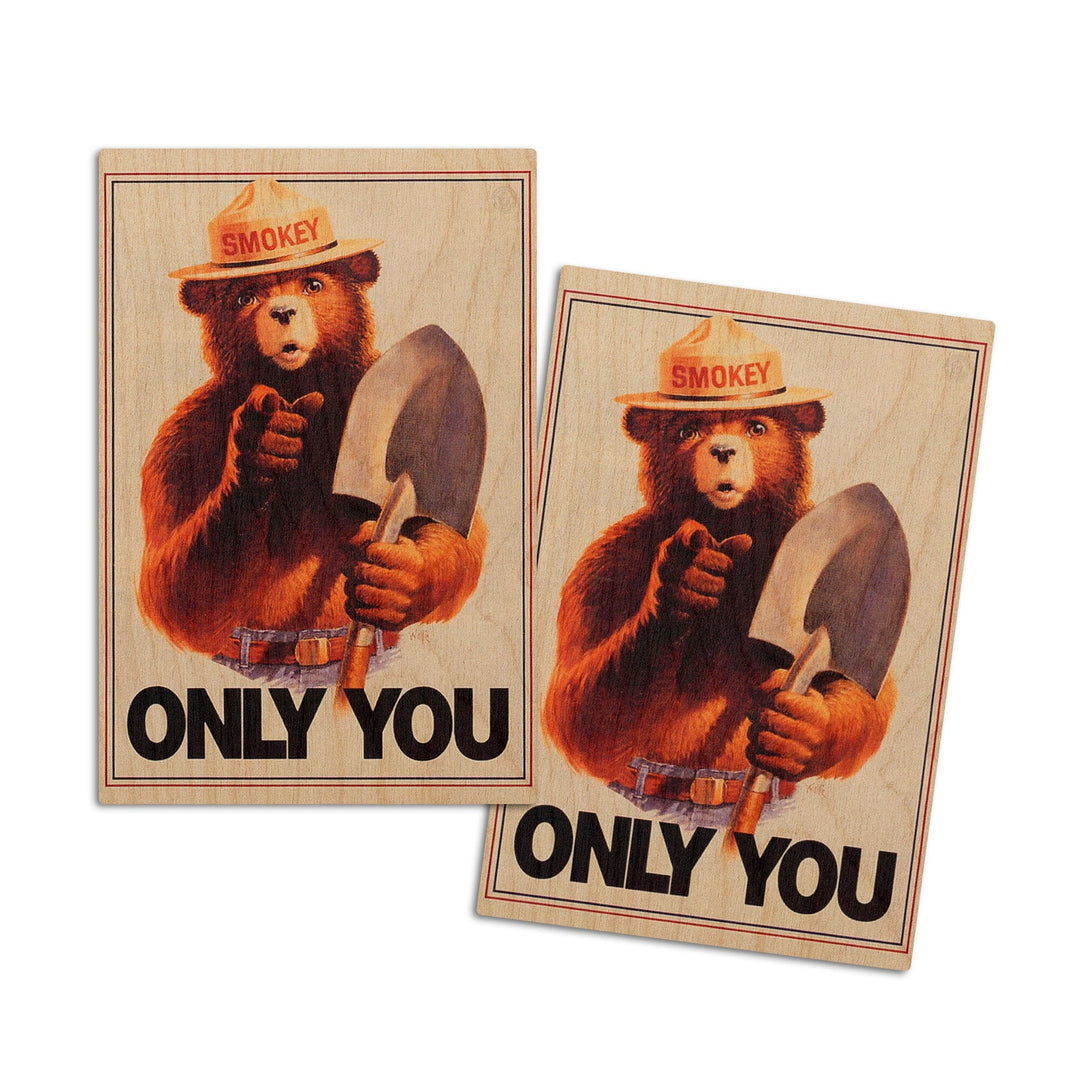 Smokey Bear, Only You, Vintage Poster, Wood Signs and Postcards Wood Lantern Press 4x6 Wood Postcard Set