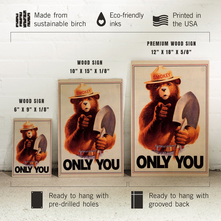 Smokey Bear, Only You, Vintage Poster, Wood Signs and Postcards Wood Lantern Press