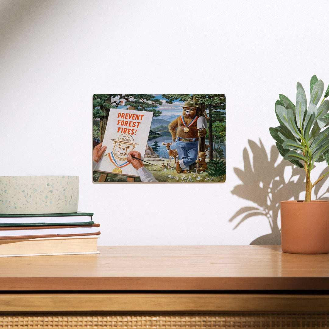 Smokey Bear, Posing with Medal, Vintage Poster, Wood Signs and Postcards Wood Lantern Press