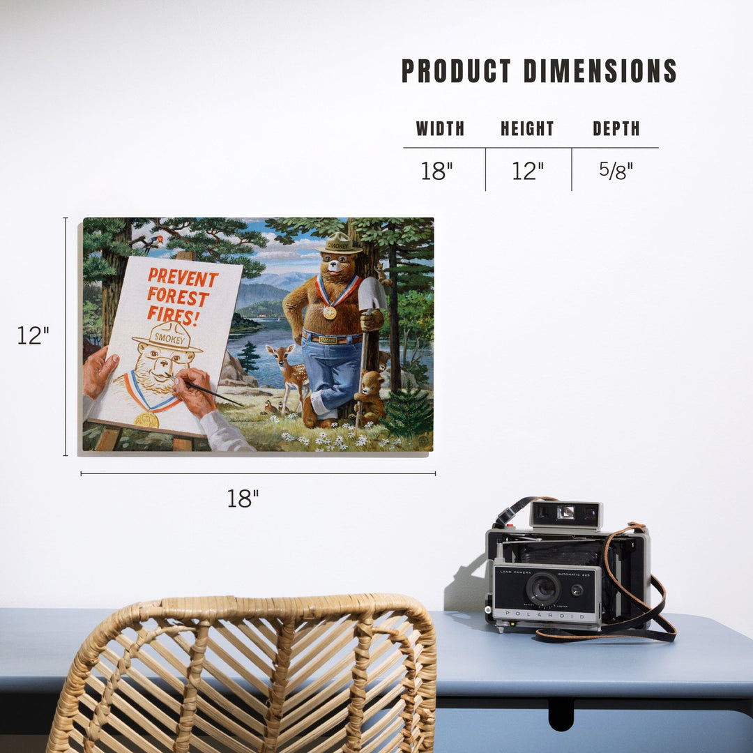 Smokey Bear, Posing with Medal, Vintage Poster, Wood Signs and Postcards Wood Lantern Press