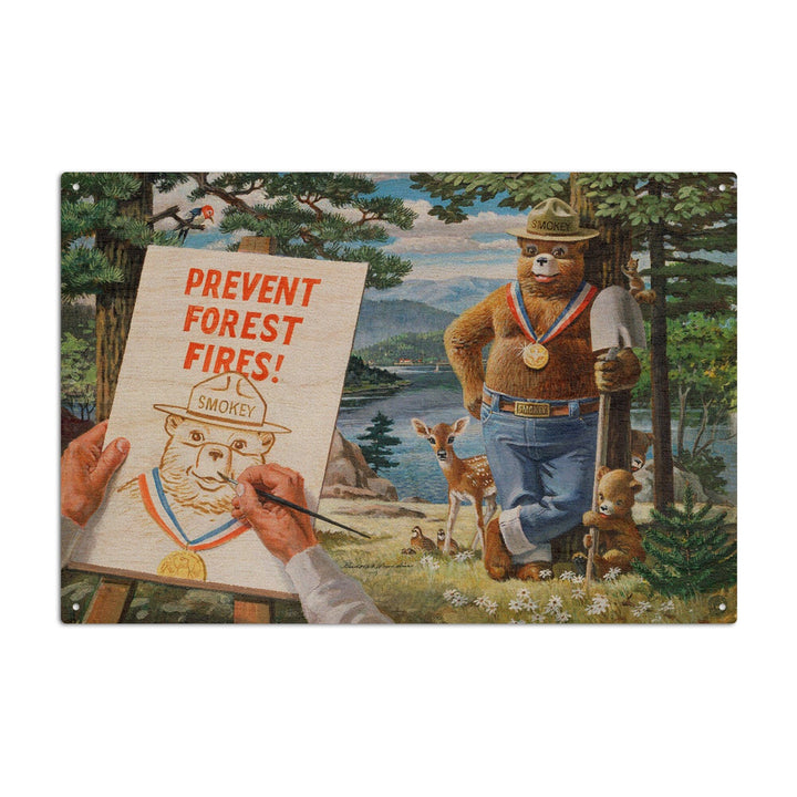 Smokey Bear, Posing with Medal, Vintage Poster, Wood Signs and Postcards Wood Lantern Press 6x9 Wood Sign