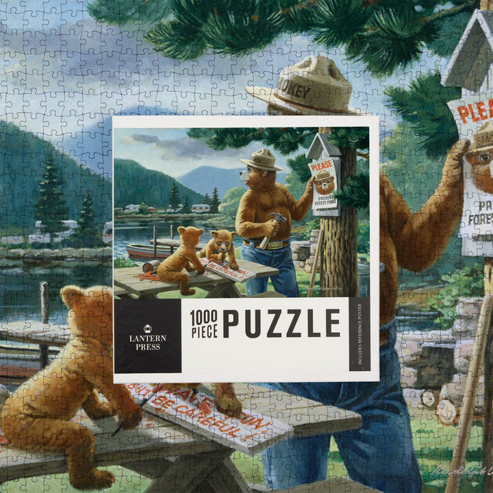 Smokey Bear, Posting Signs, Vintage Poster, Jigsaw Puzzle Puzzle Lantern Press