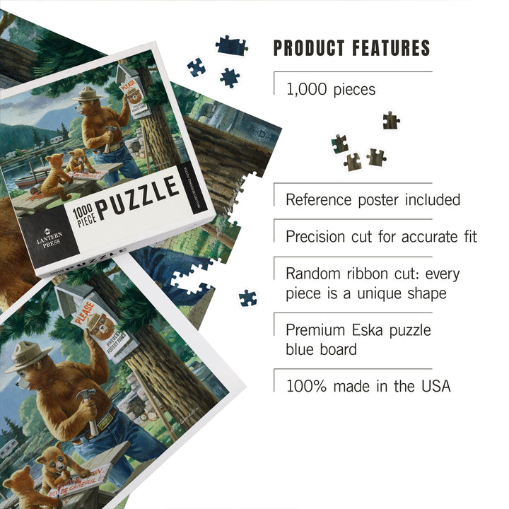 Smokey Bear, Posting Signs, Vintage Poster, Jigsaw Puzzle Puzzle Lantern Press