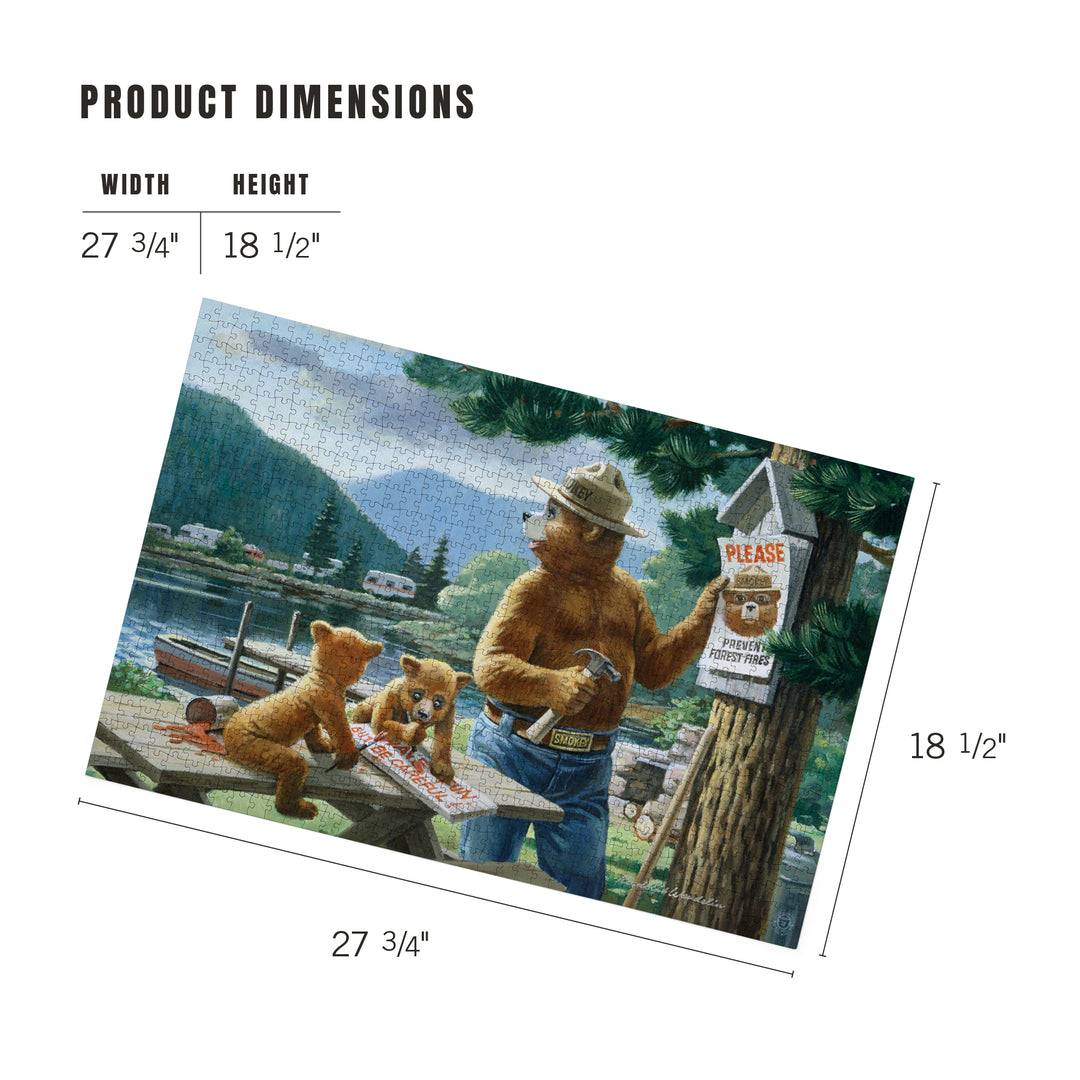 Smokey Bear, Posting Signs, Vintage Poster, Jigsaw Puzzle Puzzle Lantern Press