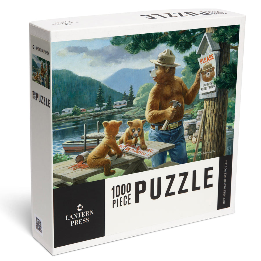 Smokey Bear, Posting Signs, Vintage Poster, Jigsaw Puzzle Puzzle Lantern Press
