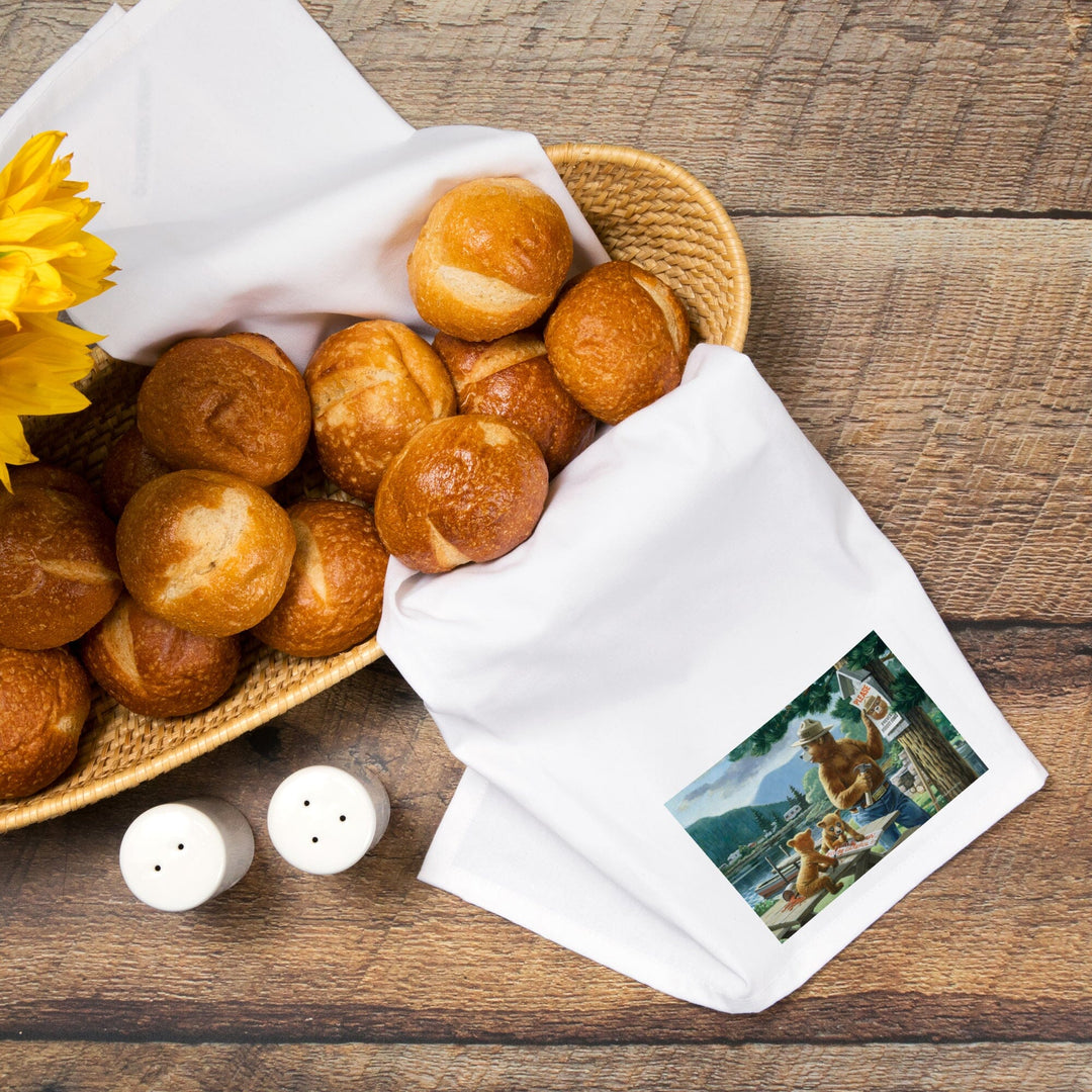 Smokey Bear, Posting Signs, Vintage Poster, Organic Cotton Kitchen Tea Towels Kitchen Lantern Press