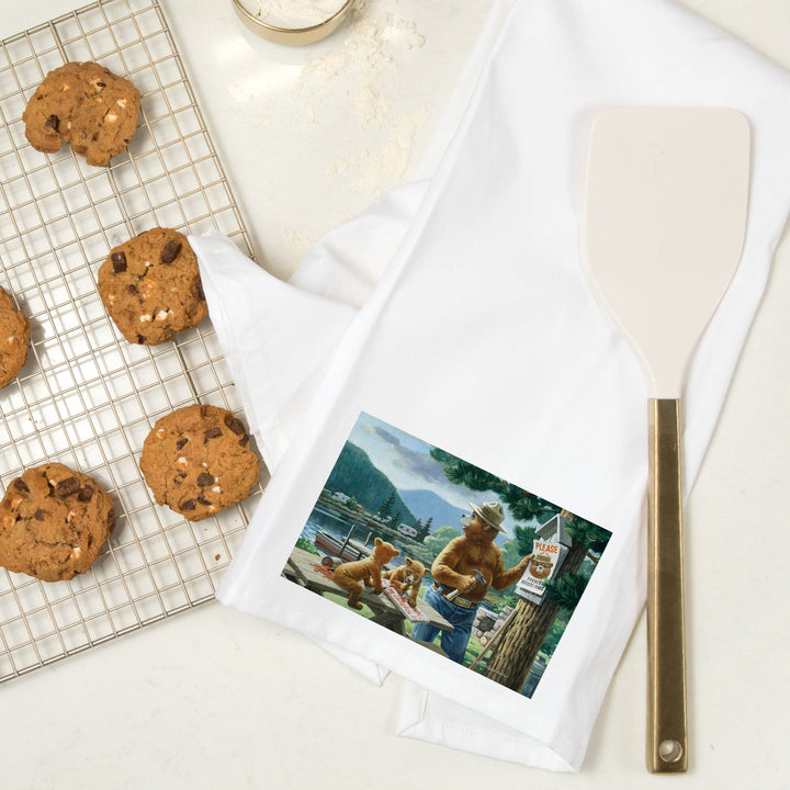 Smokey Bear, Posting Signs, Vintage Poster, Organic Cotton Kitchen Tea Towels Kitchen Lantern Press